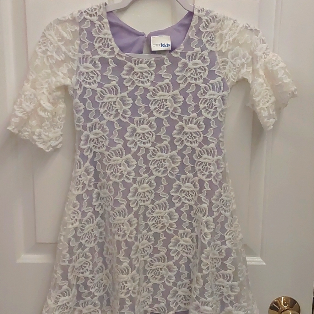 Girls purple and white dress